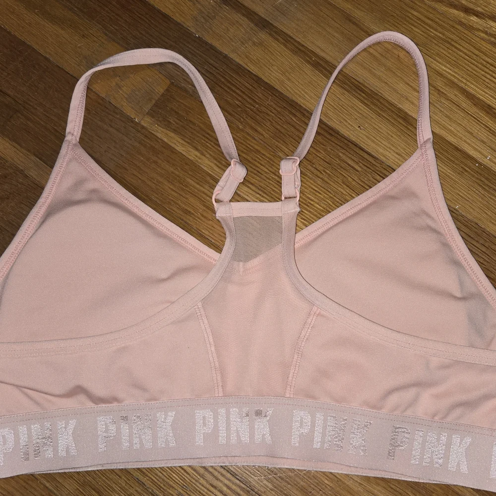 Victoria's Secret PINK Sports Bra Womens XS Pink Racerback Mesh Logo Stretch - Picture 2 of 4